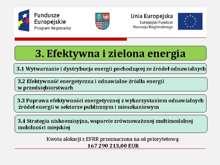 3. Efektywna i zielona energia 3. 1 Wytwarzanie i dystrybucja energii pochodzącej ze źródeł