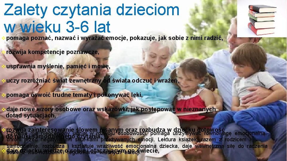 Zalety czytania dzieciom w wieku 3 -6 lat vpomaga poznać, nazwać i wyrażać emocje,