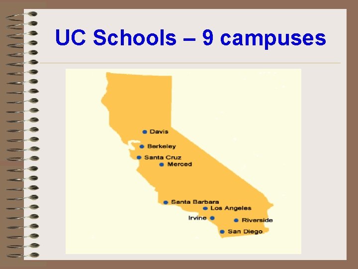 UC Schools – 9 campuses 