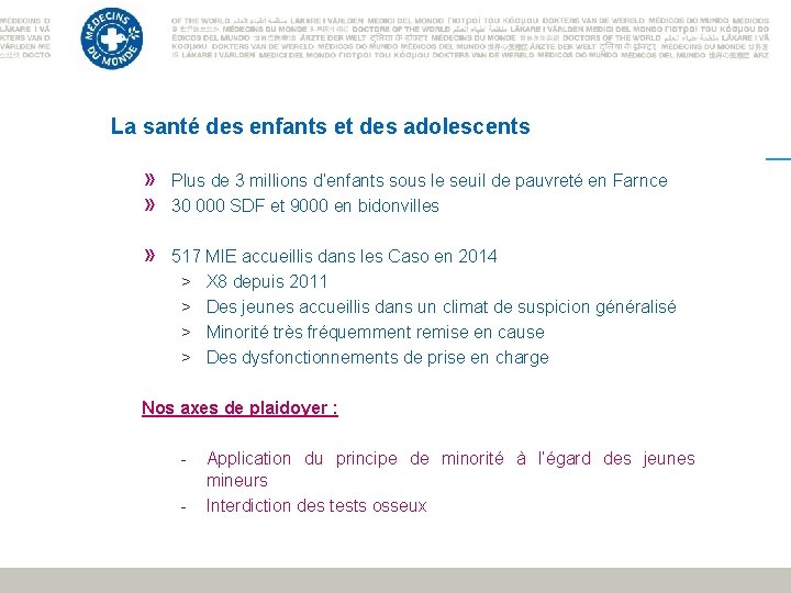 La santé des enfants et des adolescents » » Plus de 3 millions d’enfants