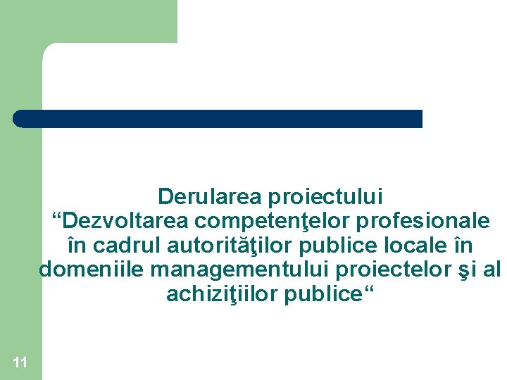 Derularea proiectului “Dezvoltarea competenţelor profesionale în cadrul autorităţilor publice locale în domeniile managementului proiectelor