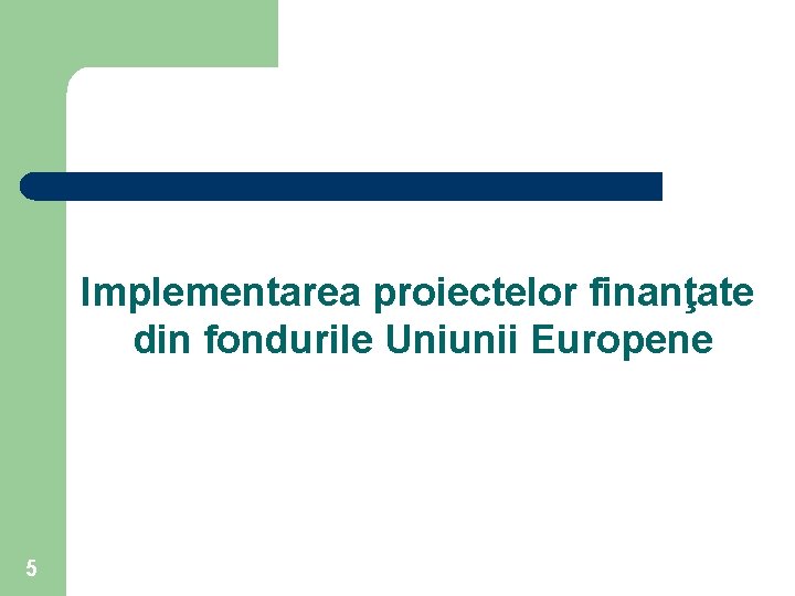 Implementarea proiectelor finanţate din fondurile Uniunii Europene 5 