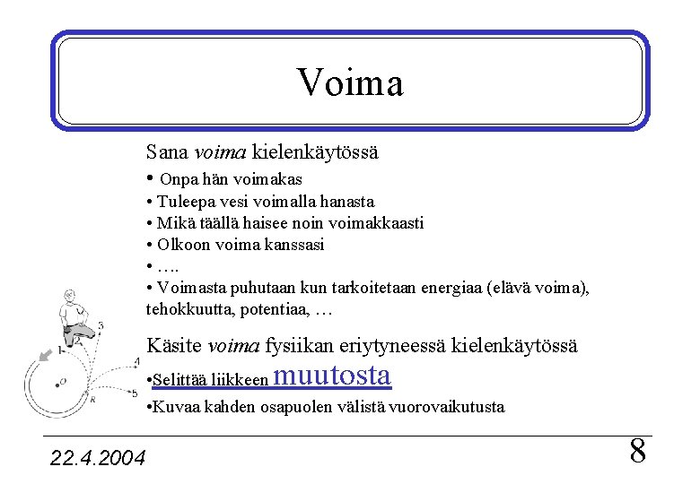 Voima Sana voima kielenkäytössä • Onpa hän voimakas • Tuleepa vesi voimalla hanasta •