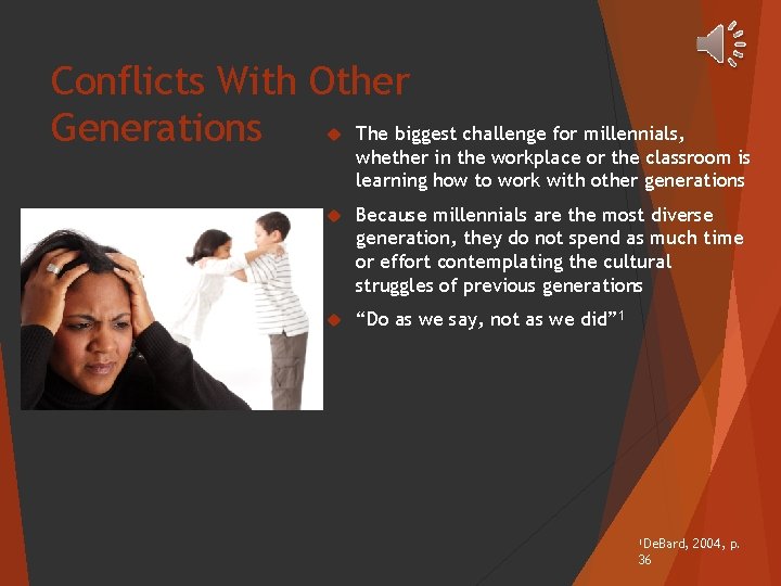 Conflicts With Other The biggest challenge for millennials, Generations whether in the workplace or