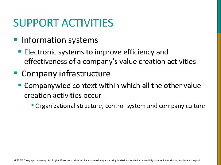 SUPPORT ACTIVITIES § Information systems § Electronic systems to improve efficiency and effectiveness of