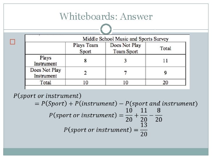 Whiteboards: Answer � 