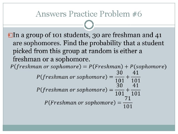 Answers Practice Problem #6 � 