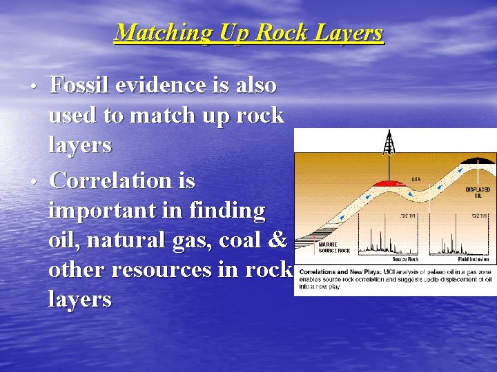Matching Up Rock Layers • • Fossil evidence is also used to match up
