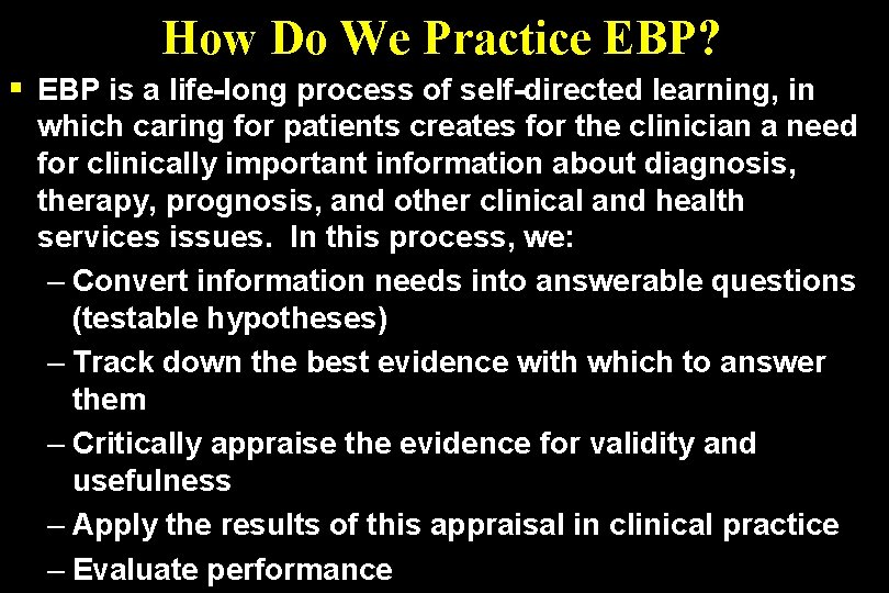 Evidencebased Public Health and some reasons why we