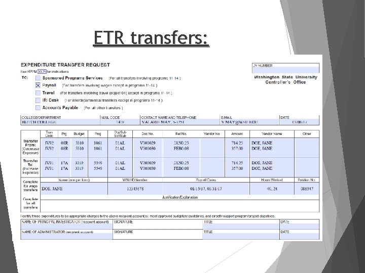 ETR transfers: 