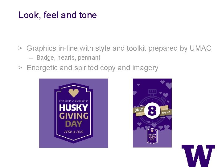 Look, feel and tone > Graphics in-line with style and toolkit prepared by UMAC