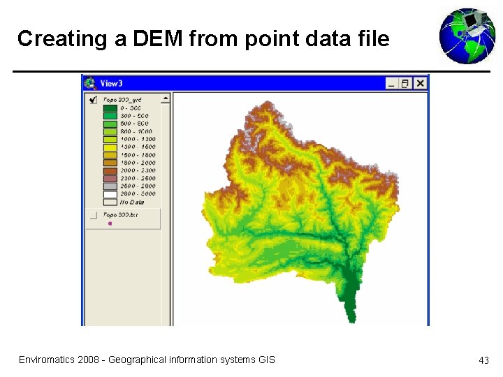 Creating a DEM from point data file Enviromatics 2008 - Geographical information systems GIS