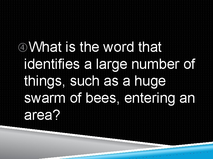  What is the word that identifies a large number of things, such as