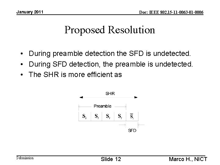 January 2011 Doc: IEEE 802. 15 -11 -0063 -01 -0006 Proposed Resolution • During