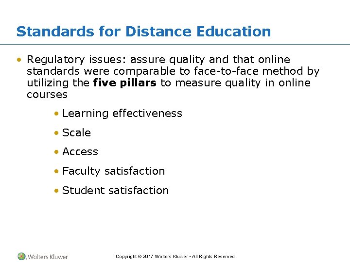 Standards for Distance Education • Regulatory issues: assure quality and that online standards were Standards for Distance Education • Regulatory issues: assure quality and that online standards were