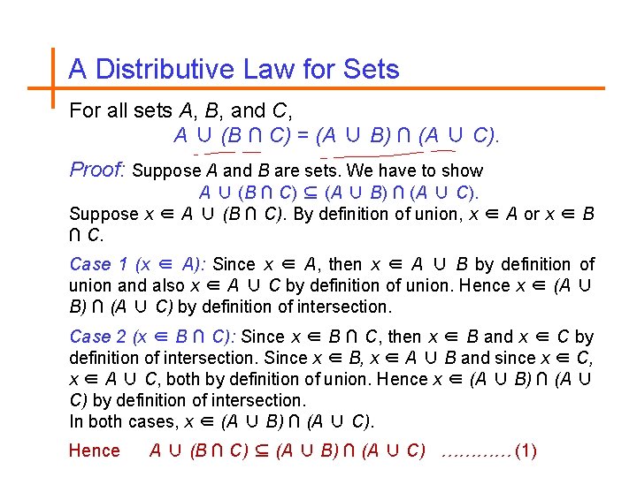 A Distributive Law for Sets For all sets A, B, and C, A ∪