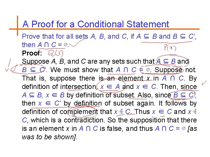 A Proof for a Conditional Statement Prove that for all sets A, B, and