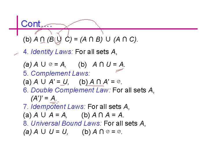 Cont…. (b) A ∩ (B ∪ C) = (A ∩ B) ∪ (A ∩