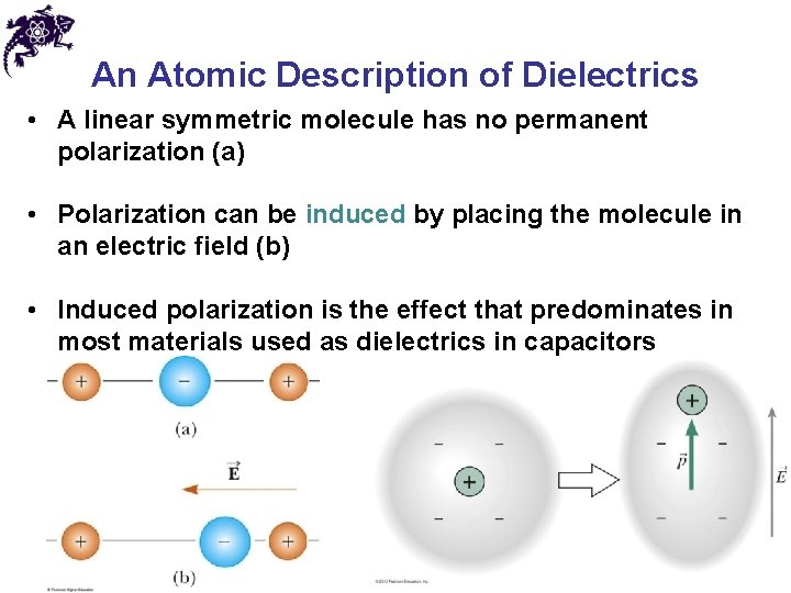 An Atomic Description of Dielectrics • A linear symmetric molecule has no permanent polarization