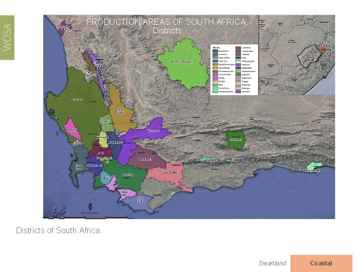 PRODUCTION AREAS OF SOUTH AFRICA: Districts of South Africa. Swartland Coastal 