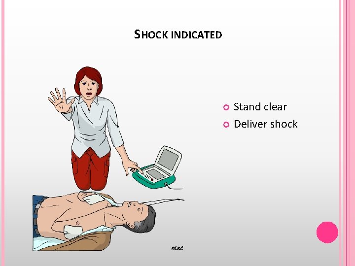SHOCK INDICATED Stand clear Deliver shock 