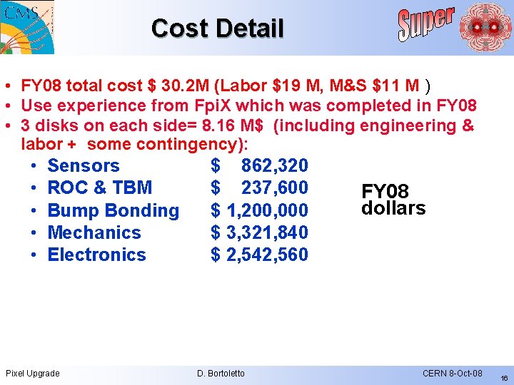 Cost Detail • FY 08 total cost $ 30. 2 M (Labor $19 M, Cost Detail • FY 08 total cost $ 30. 2 M (Labor $19 M,