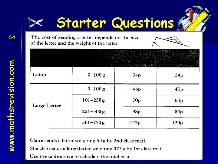 Starter Questions www. mathsrevision. com S 4 25 -Oct-21 Created by Mr. Lafferty Maths