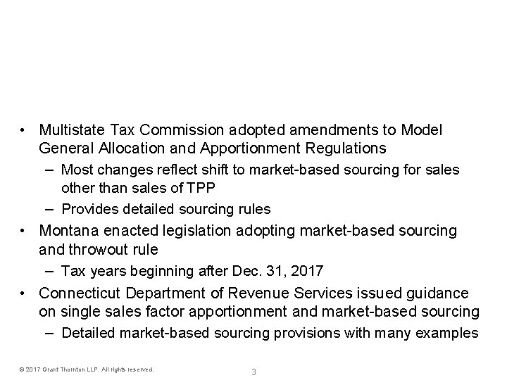 Income/franchise tax Apportionment • Multistate Tax Commission adopted amendments to Model General Allocation and Income/franchise tax Apportionment • Multistate Tax Commission adopted amendments to Model General Allocation and