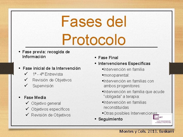 Fases del Protocolo • Fase previa: recogida de Información • Fase inicial de la