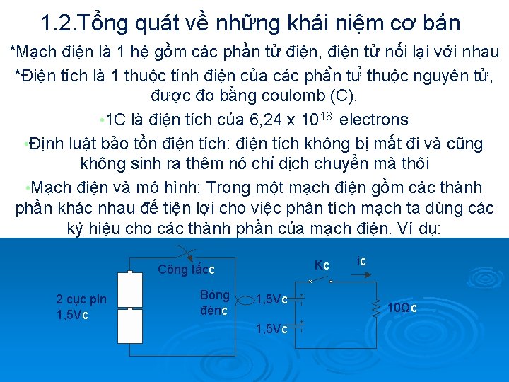 1. 2. Tổng quát về những khái niệm cơ bản *Mạch điện là 1