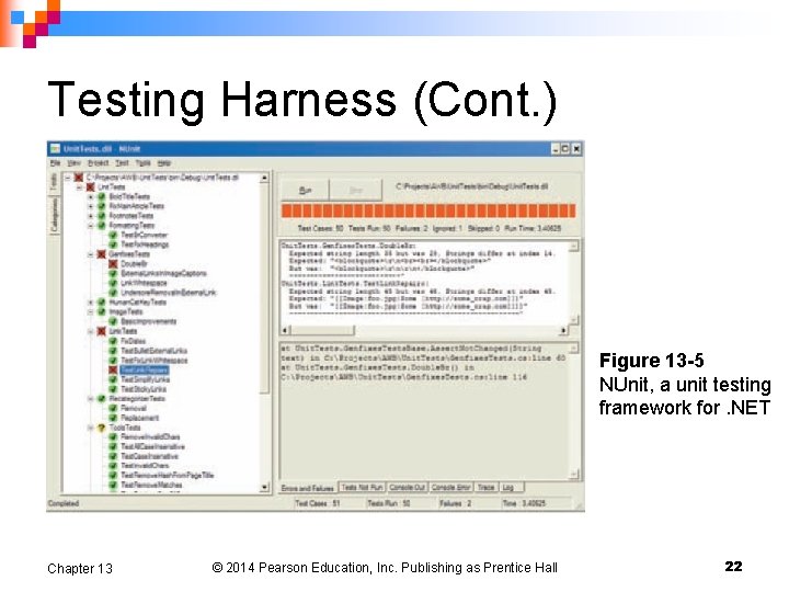 Testing Harness (Cont. ) Figure 13 -5 NUnit, a unit testing framework for. NET