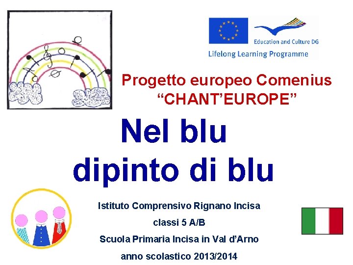 Progetto europeo Comenius “CHANT’EUROPE” Nel blu dipinto di blu Istituto Comprensivo Rignano Incisa classi