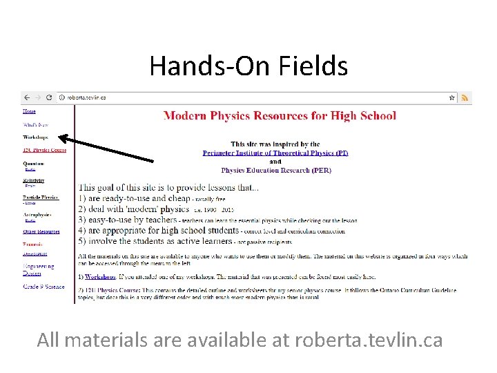 Hands-On Fields All materials are available at roberta. tevlin. ca 