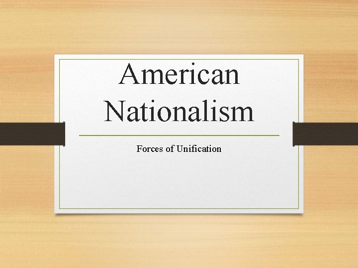 American Nationalism Forces of Unification 