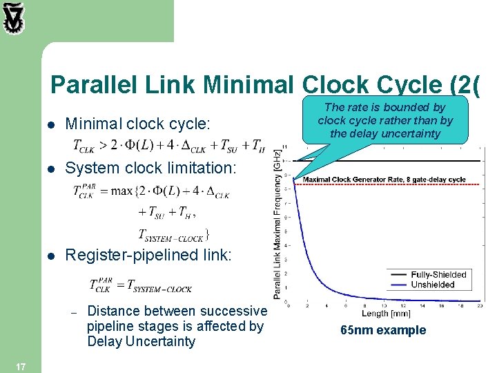 Parallel Link Minimal Clock Cycle (2( l Minimal clock cycle: l System clock limitation:
