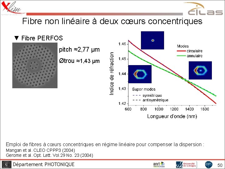 Fibre non linéaire à deux cœurs concentriques ▼ Fibre PERFOS pitch ≈2, 77 µm