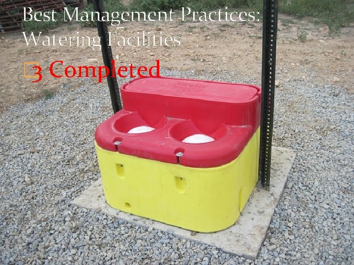 Best Management Practices: Watering Facilities � 3 Completed Best Management Practices: Watering Facilities � 3 Completed