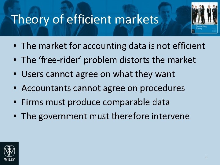 Theory of efficient markets • • • The market for accounting data is not