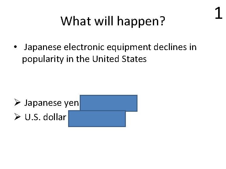 What will happen? • Japanese electronic equipment declines in popularity in the United States
