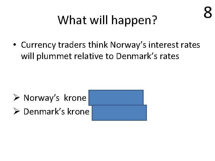 What will happen? • Currency traders think Norway’s interest rates will plummet relative to