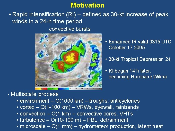 Motivation • Rapid intensification (RI) – defined as 30 -kt increase of peak winds