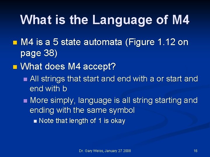 What is the Language of M 4 is a 5 state automata (Figure 1.