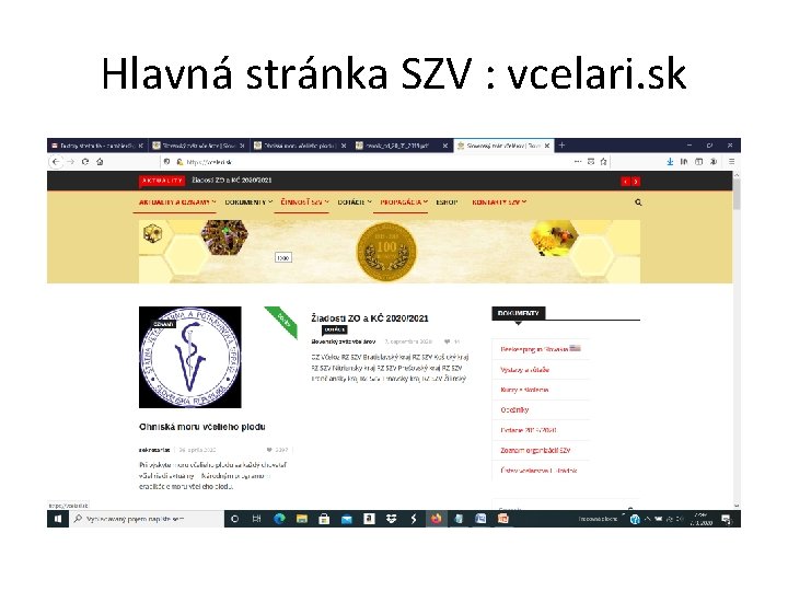 Hlavná stránka SZV : vcelari. sk 