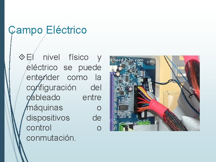 Campo Eléctrico El nivel físico y eléctrico se puede entender como la configuración del