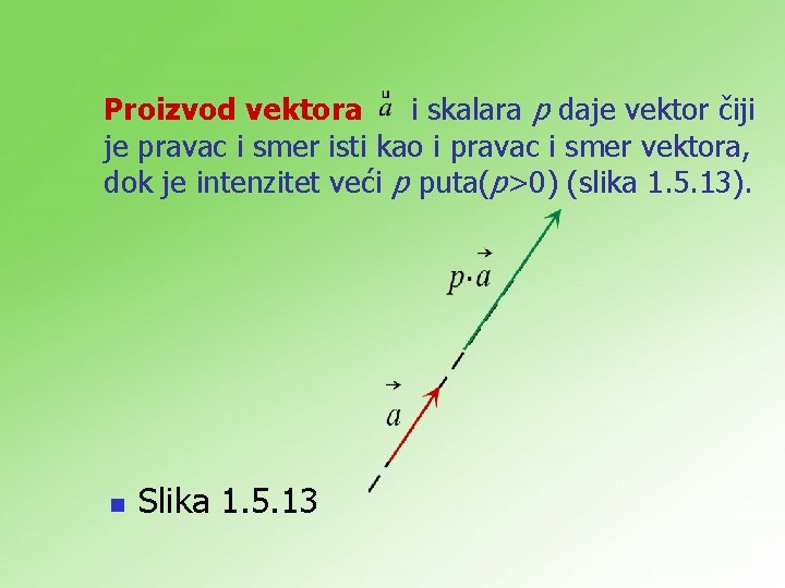 Proizvod vektora i skalara p daje vektor čiji je pravac i smer isti kao