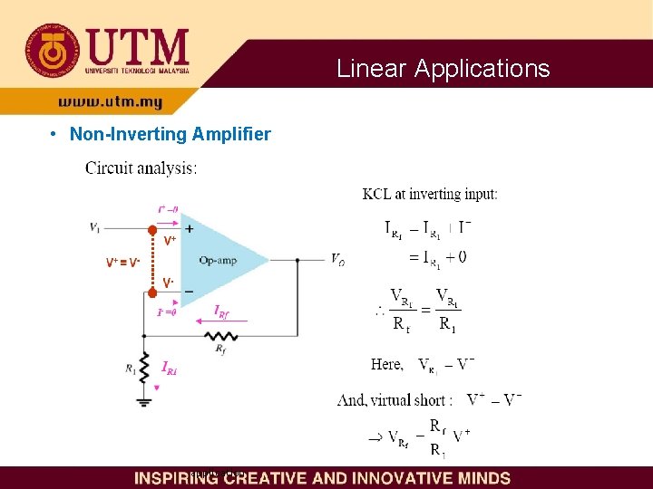 Linear Applications • Non-Inverting Amplifier application 