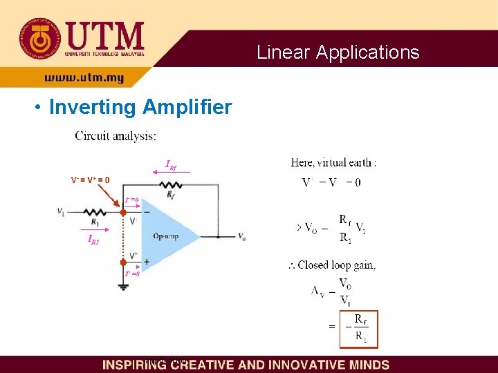 Linear Applications • Inverting Amplifier application 