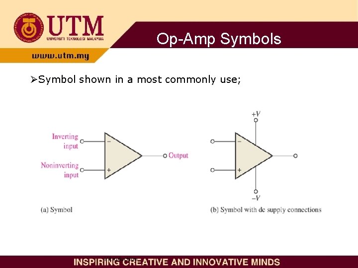 Op-Amp Symbols ØSymbol shown in a most commonly use; introduction 