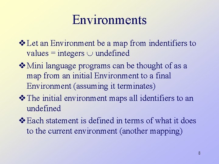 Programming Languages CS 550 Lecture 1 Summary Mini
