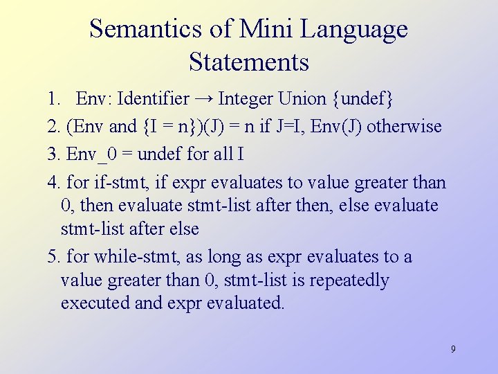 Programming Languages CS 550 Lecture 1 Summary Mini